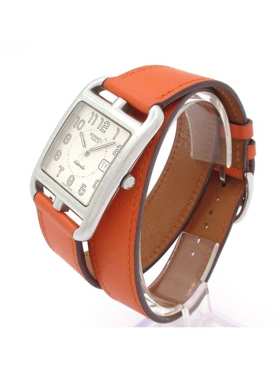 Hermes Watch Capecod Double Tour Boys SS Leather Silver